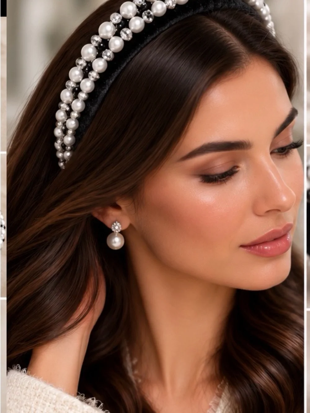 Black Pearl & Crystal Embellished Headband - Luxe Women’s Hair Accessory